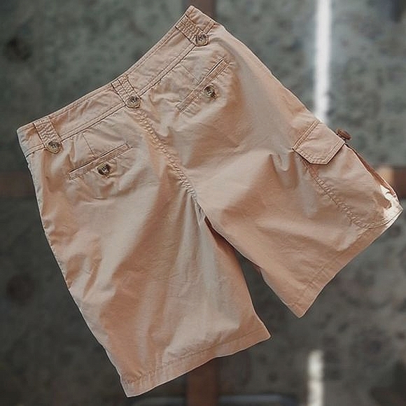 SPANNER light camel mid-rise 9.25" inseam cargo shorts size 2 - Picture 2 of 9